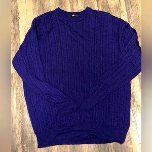 Dark ink purple brooks brothers merino wool cable knit sweater